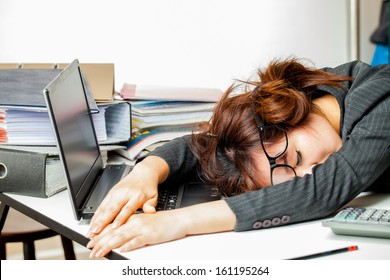asian woman working hard on white background - Shutterstock ID 161195264