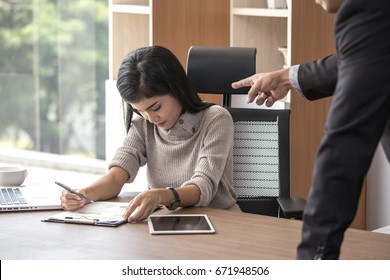 Asian Woman Working With Stress Situation Boss Blame Her For Mistake At Office Place, 20-30 Year Old.