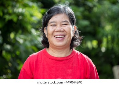 Asian Women Of Smile In The Garden ,Thailand People 