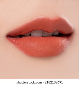 Asian Women's Lips Close Up