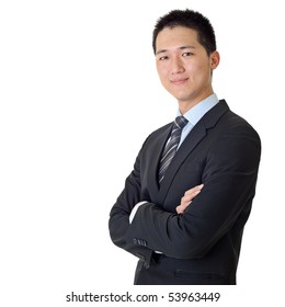 Asian Young Business Man Portrait On White Background.