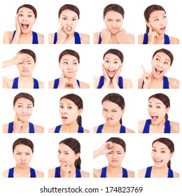 Asian Young Woman Facial Expressions