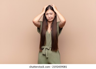 Asian Young Woman Feeling Frustrated And Annoyed, Sick And Tired Of Failure, Fed-up With Dull, Boring Tasks