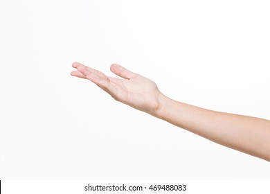 Asian young woman hand gesture, isolated.
