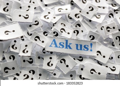 Ask Us Question Marks On White Papers -hard Light