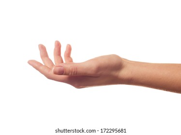 Asking Human Hand On White Background