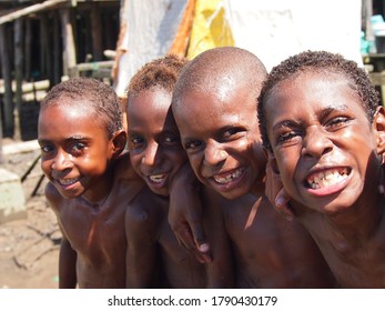 Asmat tribal children in Agats city, Asmat district. Malnutrition is a problem here. Photo taken in Agatz City, West Papua, Indonesia, in 2017.
