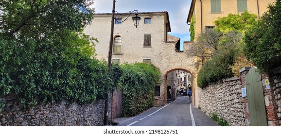 Asolo, Italy - August 28, 2022: Building And People In Asolo, Province Of Treviso.