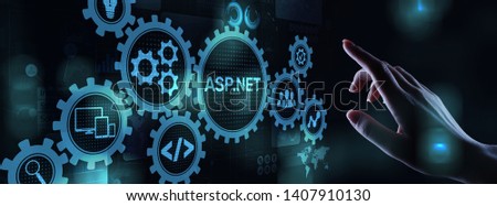 ASP.NET Development programming language concept on virtual screen.