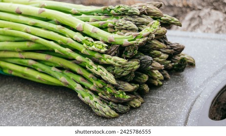 Asparagus. Fresh asparagus. Bunch of green asparagus close-up.  - Powered by Shutterstock