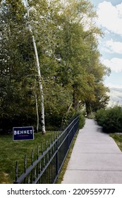 Aspen, Colorado - September 16th, 2022:  Campaign Signs For Colorado Candidate Michael Bennet In A Residential Neighborhood In Downtown Aspen.  