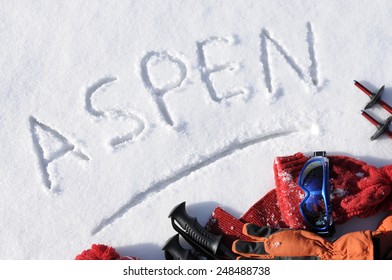 Aspen, Colorado Ski Snow Writing.