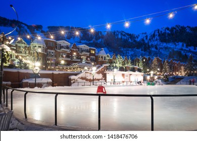 Aspen Colorado Winter Night Skating Rink