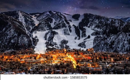 Aspen Skyline With Stars And Snow