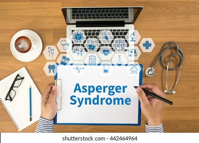 Asperger Syndrome Top View, Doctor Writing Medical Records On A Clipboard, Medical Equipment