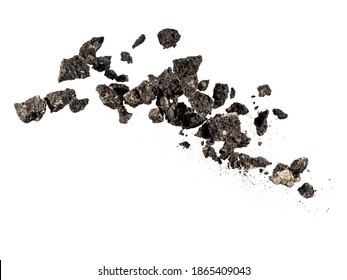 Asphalt explosion on white background