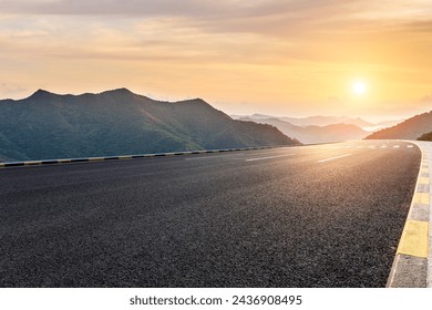 Asphalt highway road and mountain with sky clouds at sunset - Powered by Shutterstock