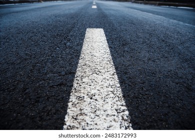 Asphalt highway with white road markings lines background - Powered by Shutterstock