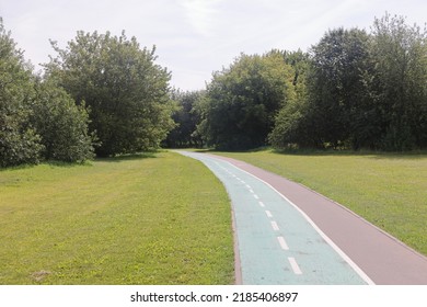 Asphalt Paths In An Open Green Landscape Park, Kolomenskoye, August 2022