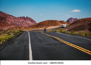 Asphalt Road. American Roadtrip. Scenery With Highway