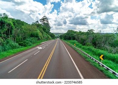 asphalt road in Brazilian nature in South America. motion blur - Shutterstock ID 2233746585