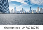 Asphalt road and city skyline with modern buildings scenery in Chongqing. Road and buildings background.