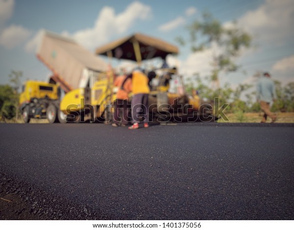 Asphalt
road construction in Thailand, blurred
images