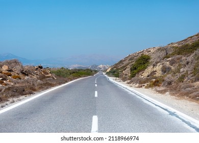 Asphalt Road In Countryside, Rodos Island, Greece