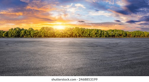 Asphalt road and green forest with beautiful sky cloud natural landscape at sunset. Panoramic view. - Powered by Shutterstock