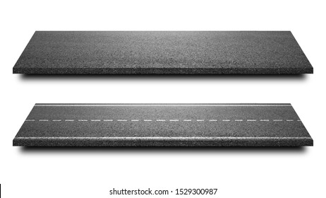 Asphalt road isolated in pure white background. Straight highway of road lane for transportation or logistics. ( Clipping path )
