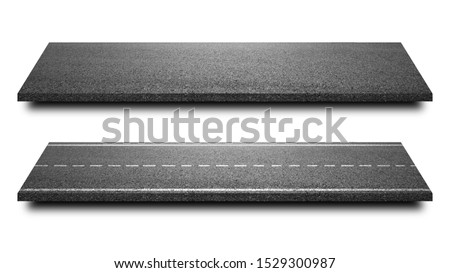 Asphalt road isolated in pure white background. Straight highway of road lane for transportation or logistics. ( Clipping path )
