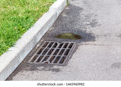 Asphalt Road Manhole Grille Border Green Stock Photo 1465960982 ...