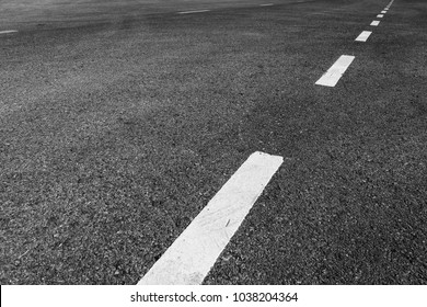 Asphalt Road With Marking Lines White Stripes Texture Background.