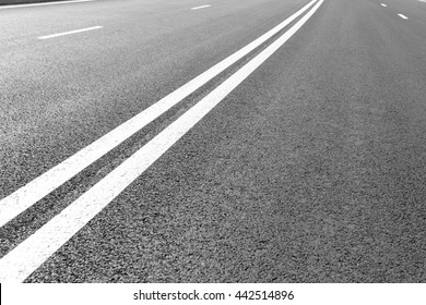 Asphalt Road With Marking Lines White Stripes