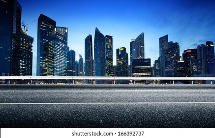 Asphalt Road And Modern City