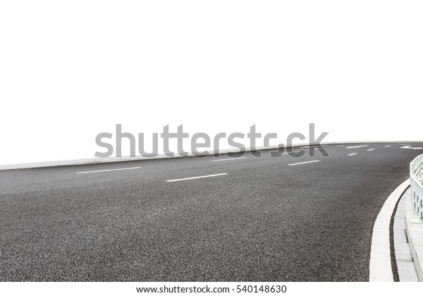 Asphalt road on white with\
path