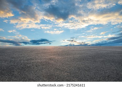 Asphalt Road And Sky Sunset Clouds Background