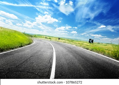 Asphalt Road In Tuscany Italy