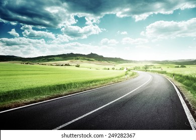 asphalt road in Tuscany Italy 