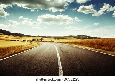 Asphalt Road In Tuscany, Italy