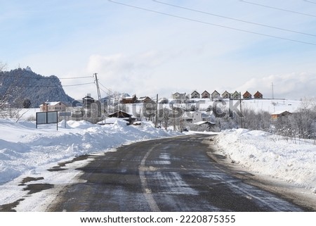 asphalt roads covered with snow in winter.