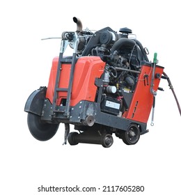 Asphalt Saw Cutting Machine Isolated On Solid White Background