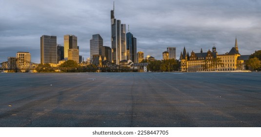 Asphalt square in the urban space during sunset-cgi backplate production - Shutterstock ID 2258447705