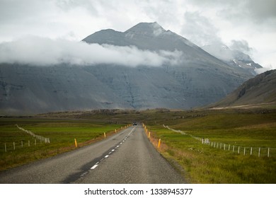 Asphalt Straight Road In Iceland At Summer Season