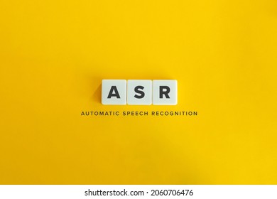 ASR (Automatic Speech Recognition) Banner. Block Letters On Bright Orange Background. Minimal Aesthetics.