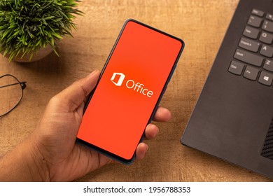 Assam, india - April 10, 2021 : Microsoft Office logo on phone screen stock image.