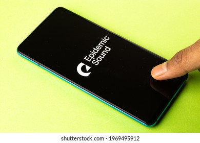 Assam, India - April 19, 2021 : Epidemic Sound Logo On Phone Screen Stock Image.