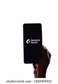 Assam, India - April 19, 2021 : Epidemic Sound Logo On Phone Screen Stock Image.