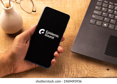 Assam, India - April 19, 2021 : Epidemic Sound Logo On Phone Screen Stock Image.