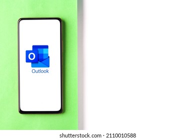 Assam, India - April 19, 2021 : Outlook Logo On Phone Screen Stock Image.